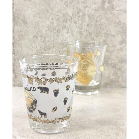 North Caroline Shot Glass Set of 2 Black Brown Bear Souvenir Travel Memorabilia - Picture 8 of 12